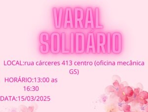 Leia mais sobre o artigo Convite para o Varal Solidário 2025 em Pedro Gomes(MS)
