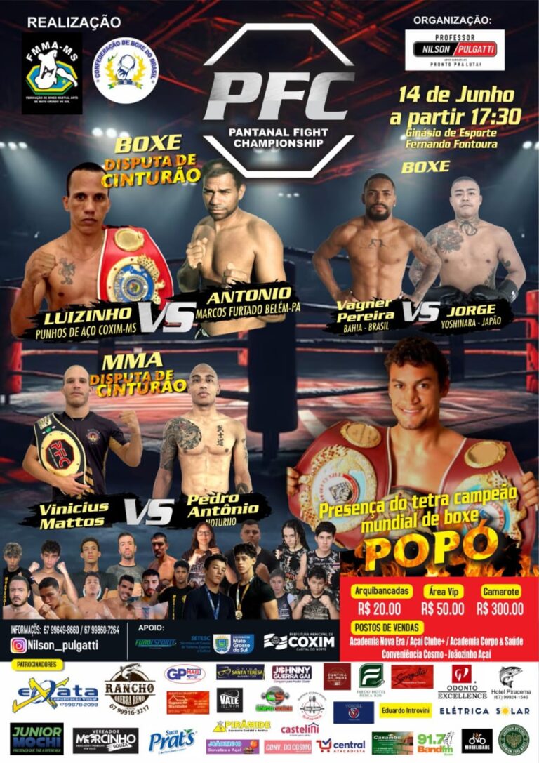 Leia mais sobre o artigo Pantanal Fight Championship 35 promete noite histórica em Coxim-MS com lutas eletrizantes e presença de Popó