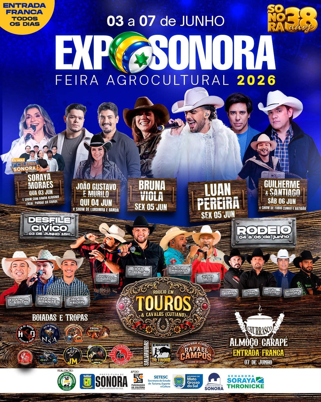 Luan Pereira e Guilherme & Santiago são destaque na ExpoSonora 2026, que terá rodeio e programação especial